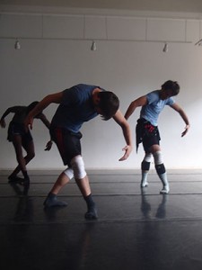 Long-time company member, and newly appointed company liaison Matthew Baker (an Ann Arbor native!) leads auditioning dancers through choreography.