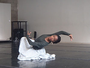 Tamisha Guy strikes a pose during rehearsal for "The Watershed" at Gina Gibney Studios.